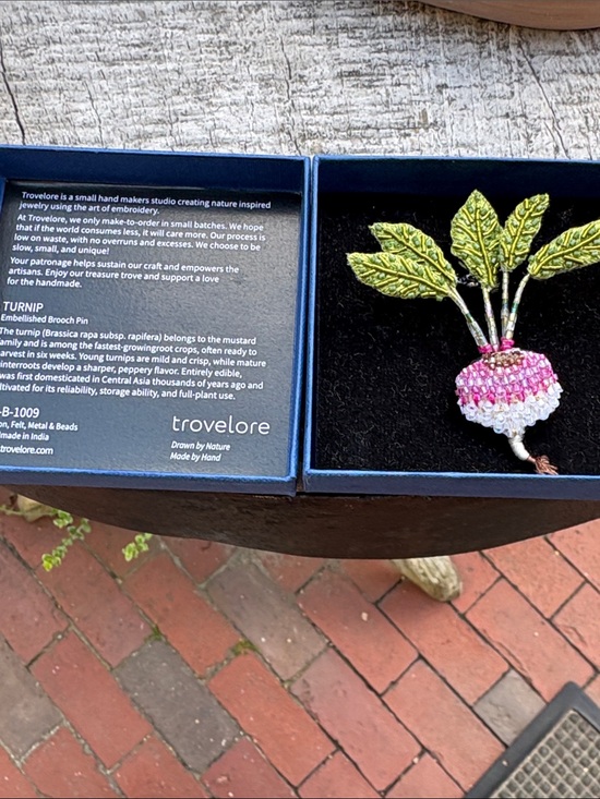 Trovelore Jewelry - Pink & Green Turnip Embellished Brooch